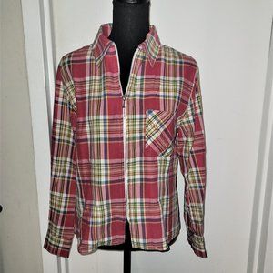 JUST Plaid Collared Zip Front Top/Jacket - OS